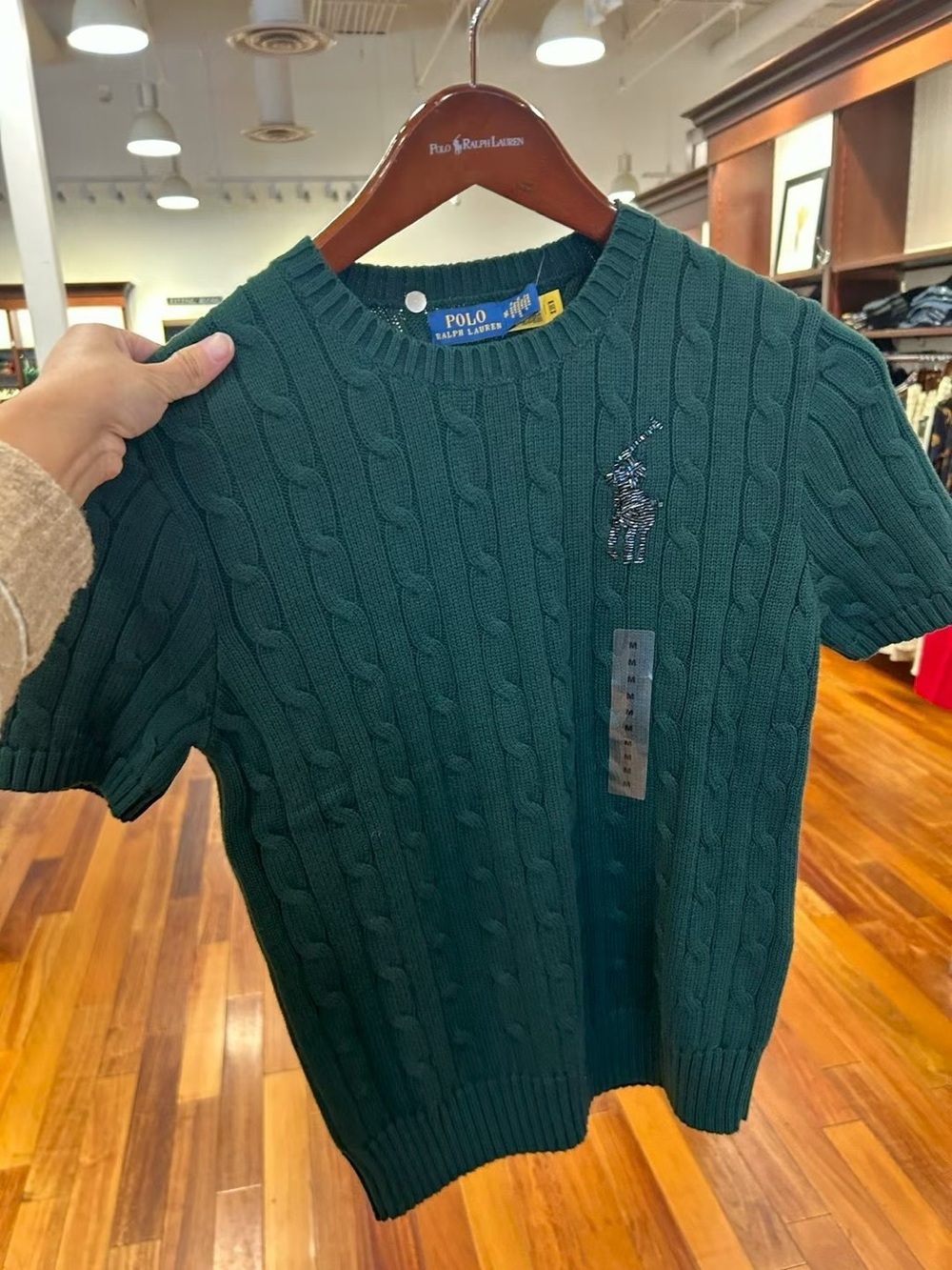 Polo by Ralph Lauren Dark Green Cable-Knit Short Sleeve Sweater